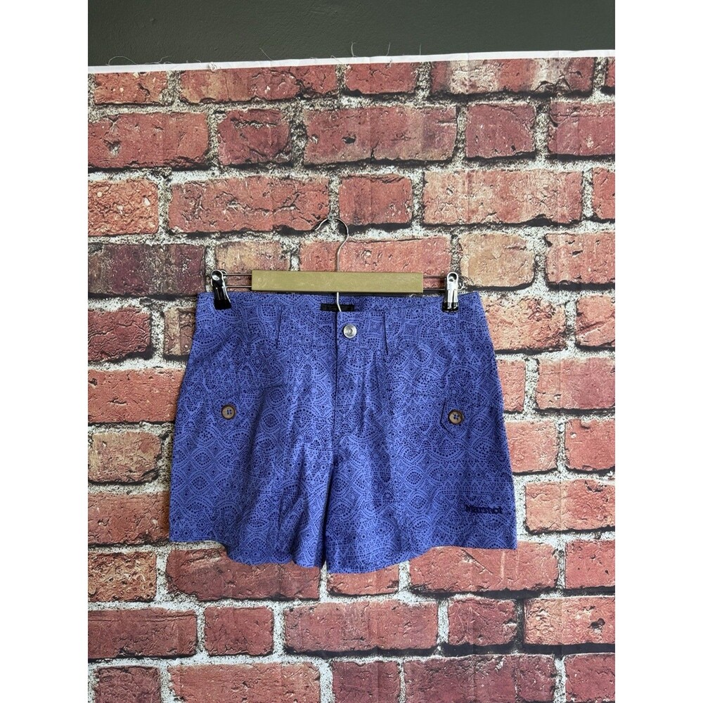 Marmot Deep Dusk Purple Blue Spot Casual Athletic Shorts Womens 6 Inseam 5” NEW